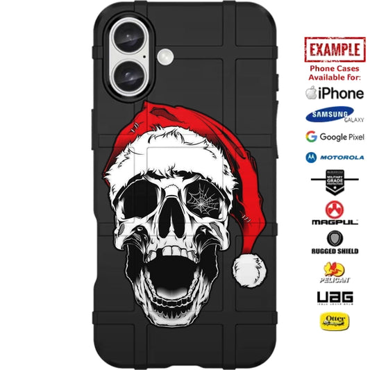 Christmas Laughing Santa Skull Custom Printed Case Design for Apple, Samsung, Google & Motorola Phone Models