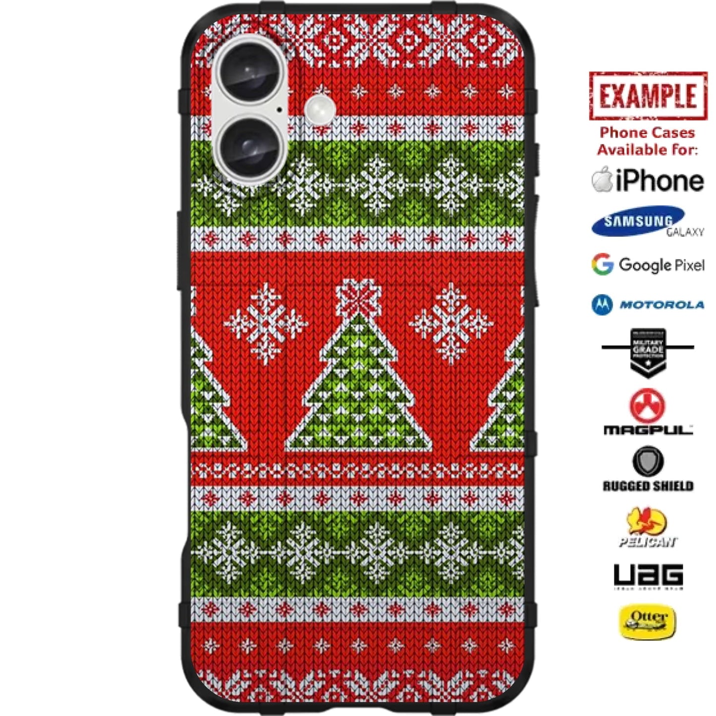Christmas Red Ugly Sweater Custom Printed Case Design for Apple, Samsung, Google & Motorola Phone Models