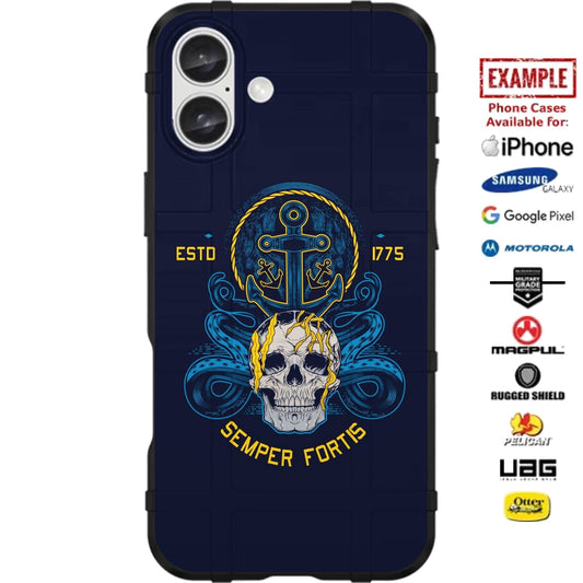US Navy Semper Fortis Custom Printed Case Design for Apple, Samsung, Google & Motorola Phone Models
