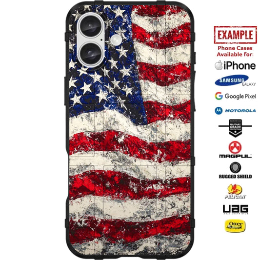 Waving American Flag Painted Stars and Stripes Custom Printed Case Design for Apple, Samsung, Google & Motorola Phone Models