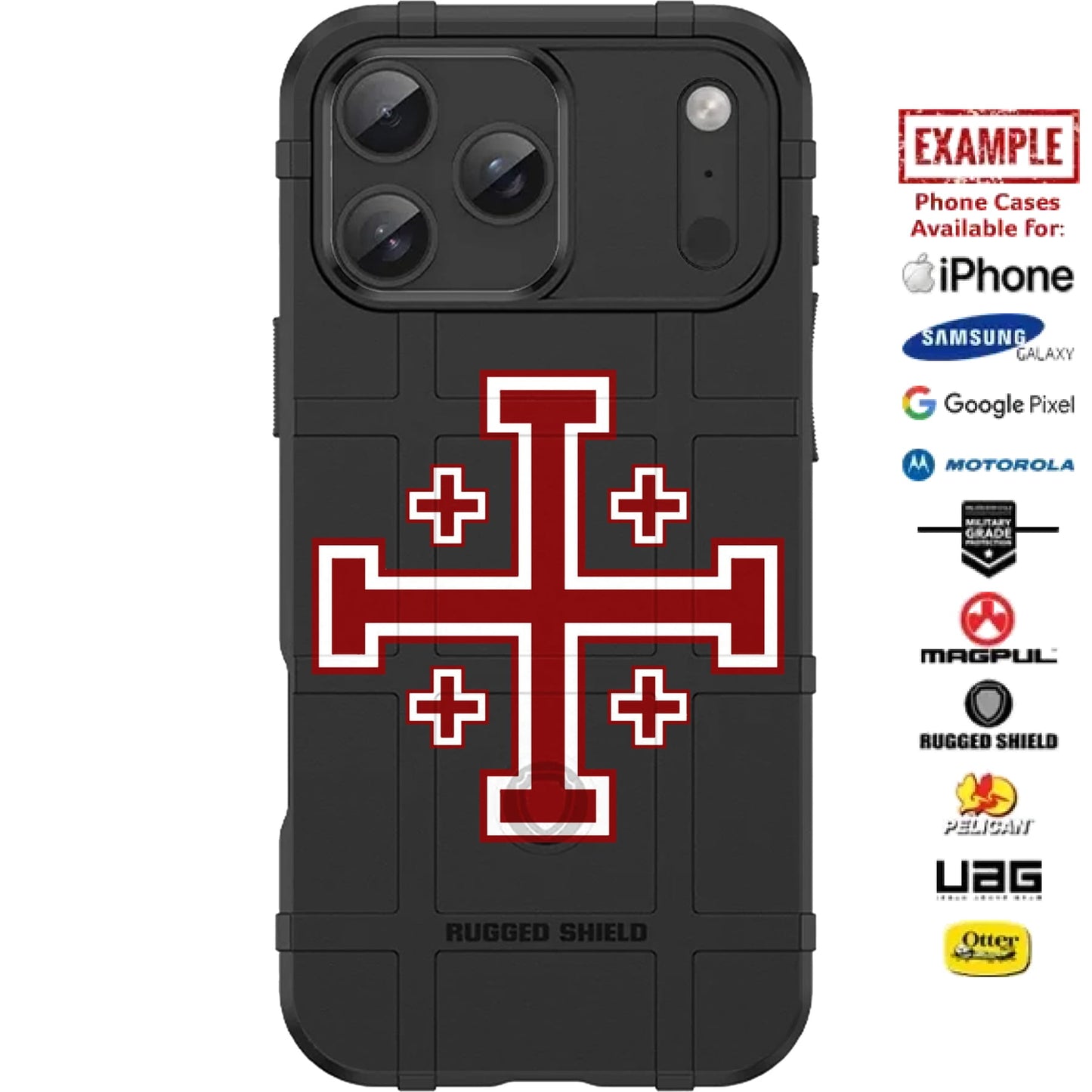 Jerusalem Cross Custom Printed Case Design for Apple, Samsung, Google & Motorola Phone Models