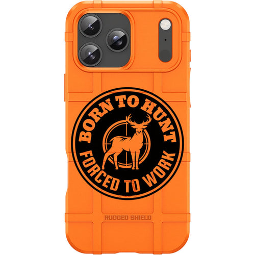 Orange Rugged Shield TPU Case with MagSafe Ring - Born To Hunt Design for iPhone 17 Pro & 17 Pro Max phone models