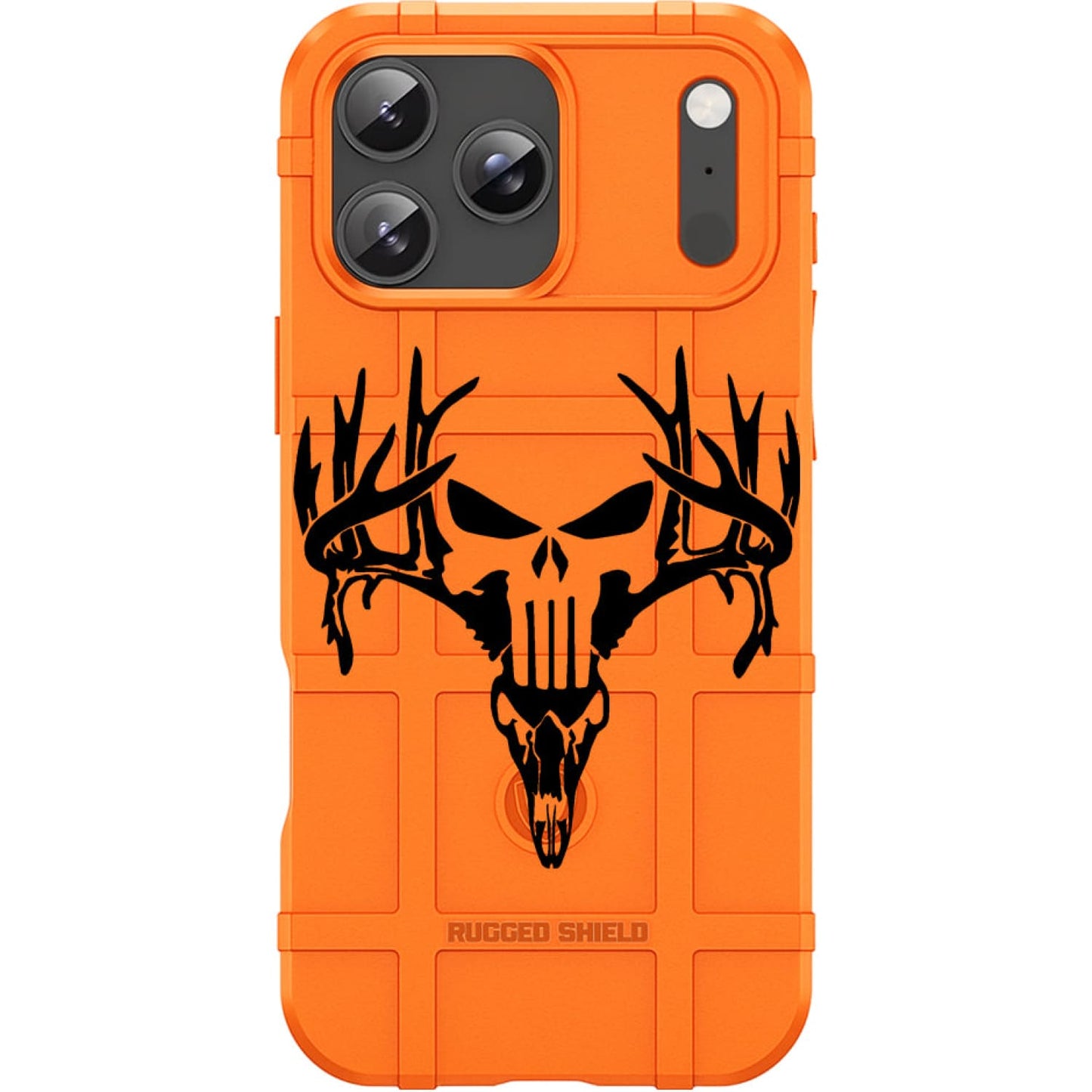 Orange Rugged Shield TPU Case with MagSafe Ring - Drop Tine Punisher Design for iPhone 17 Pro & 17 Pro Max phone models