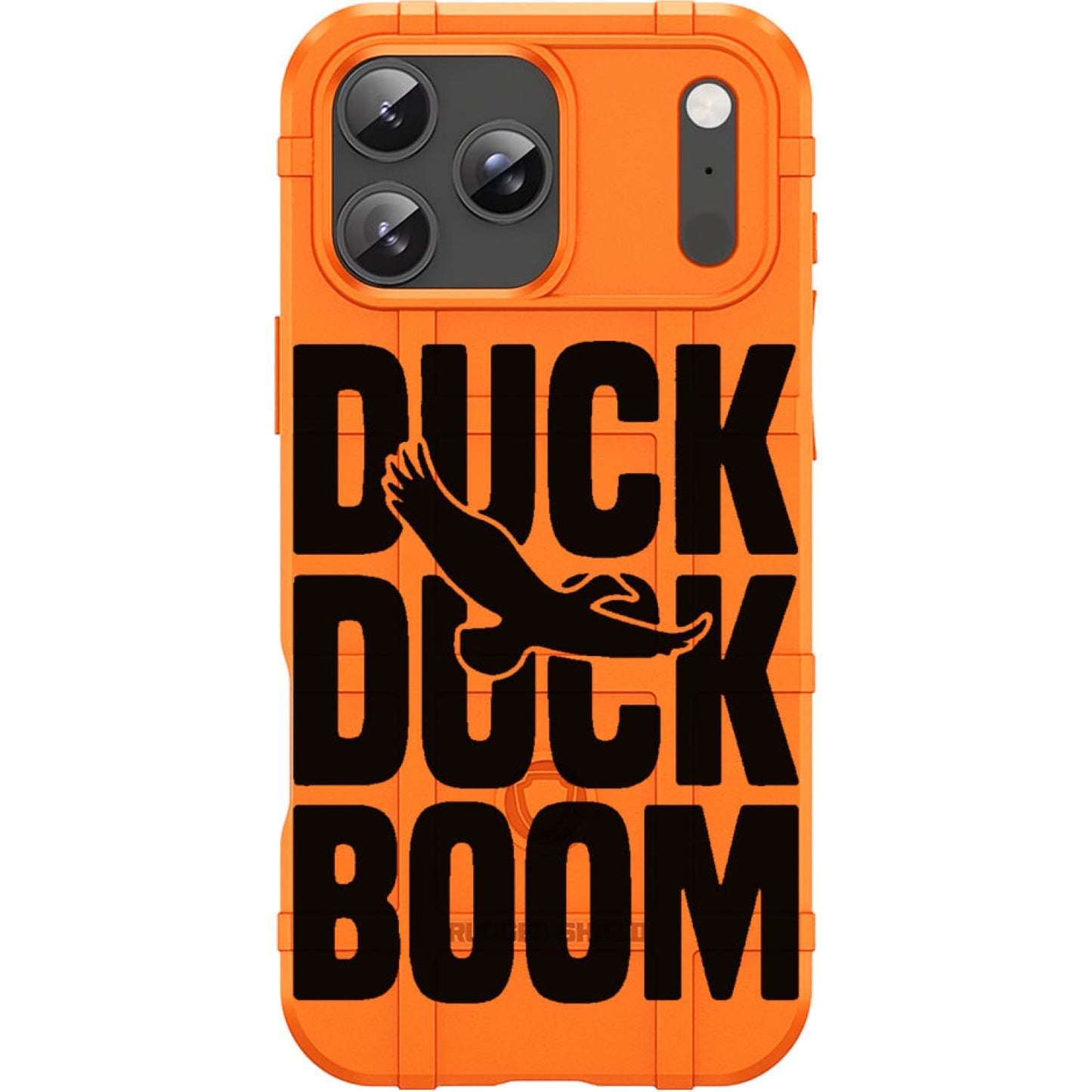 Orange Rugged Shield TPU Case with MagSafe Ring - Duck Duck Boom Design for iPhone 17 Pro & 17 Pro Max phone models