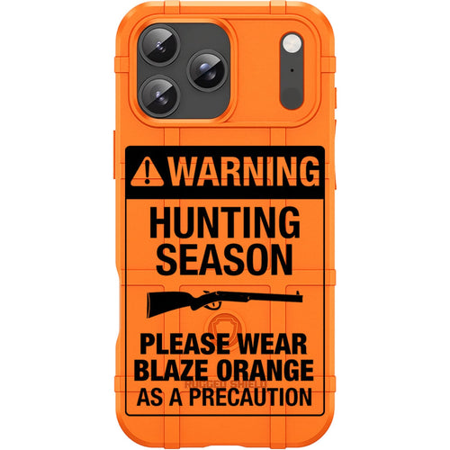 Orange Rugged Shield TPU Case with MagSafe Ring - Warning Sign Portrait Design for iPhone 17 Pro & 17 Pro Max phone models