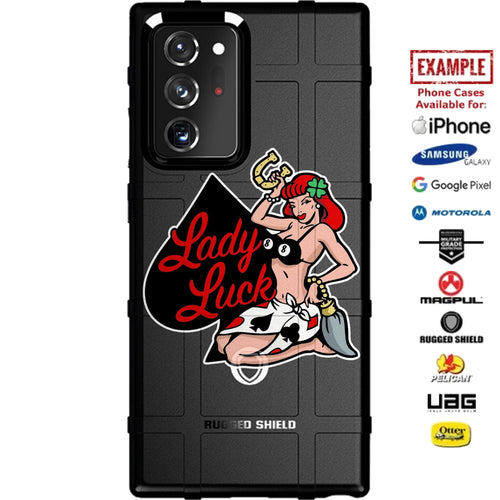 Lady Luck Redhead Pin-Up Bikini Girl Custom Printed Case Design for Apple, Samsung, Google & Motorola Phone Models
