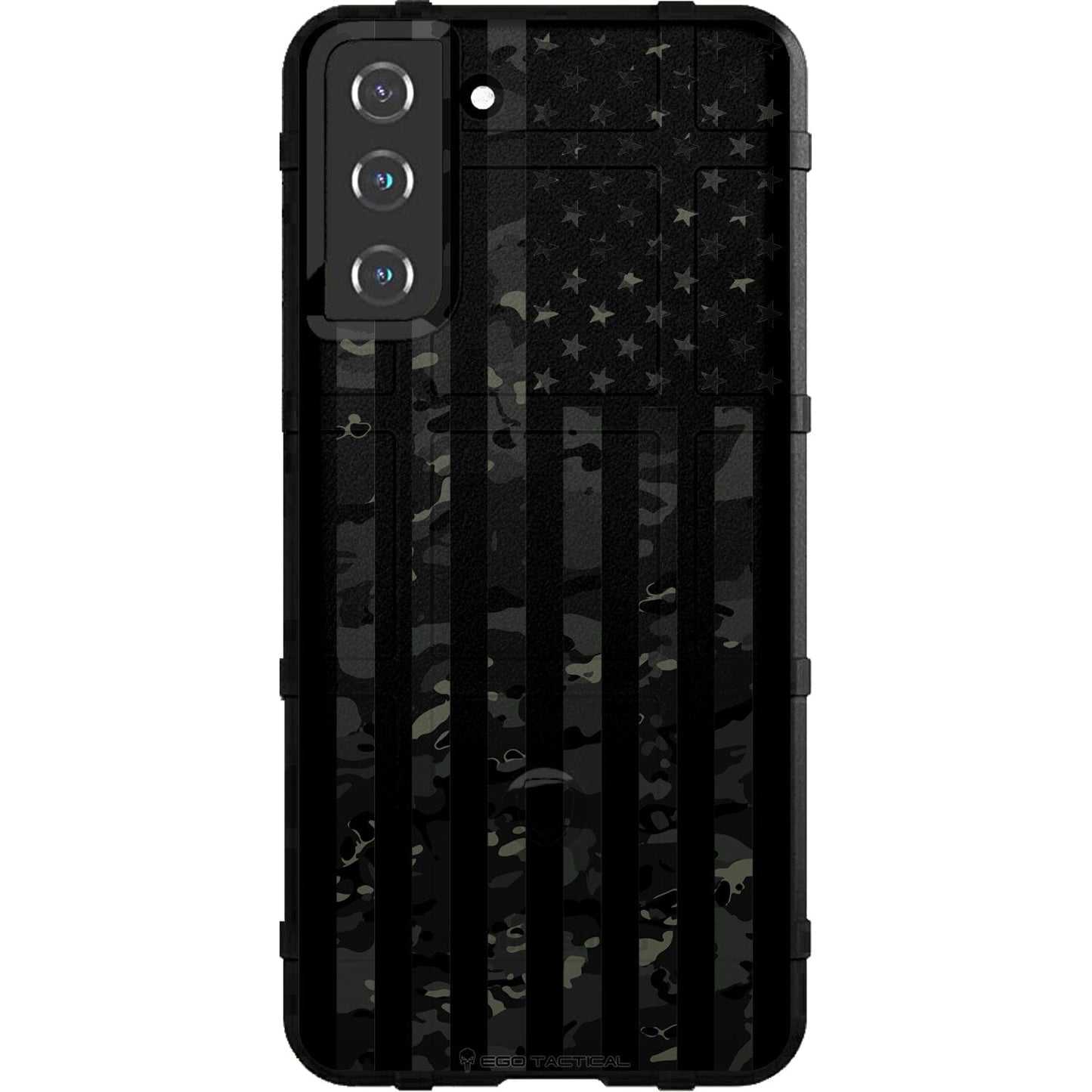Black Multicam Camouflage under Subdued US American Flag Custom Printed Case Design for Apple, Samsung, Google & Motorola Phone Models