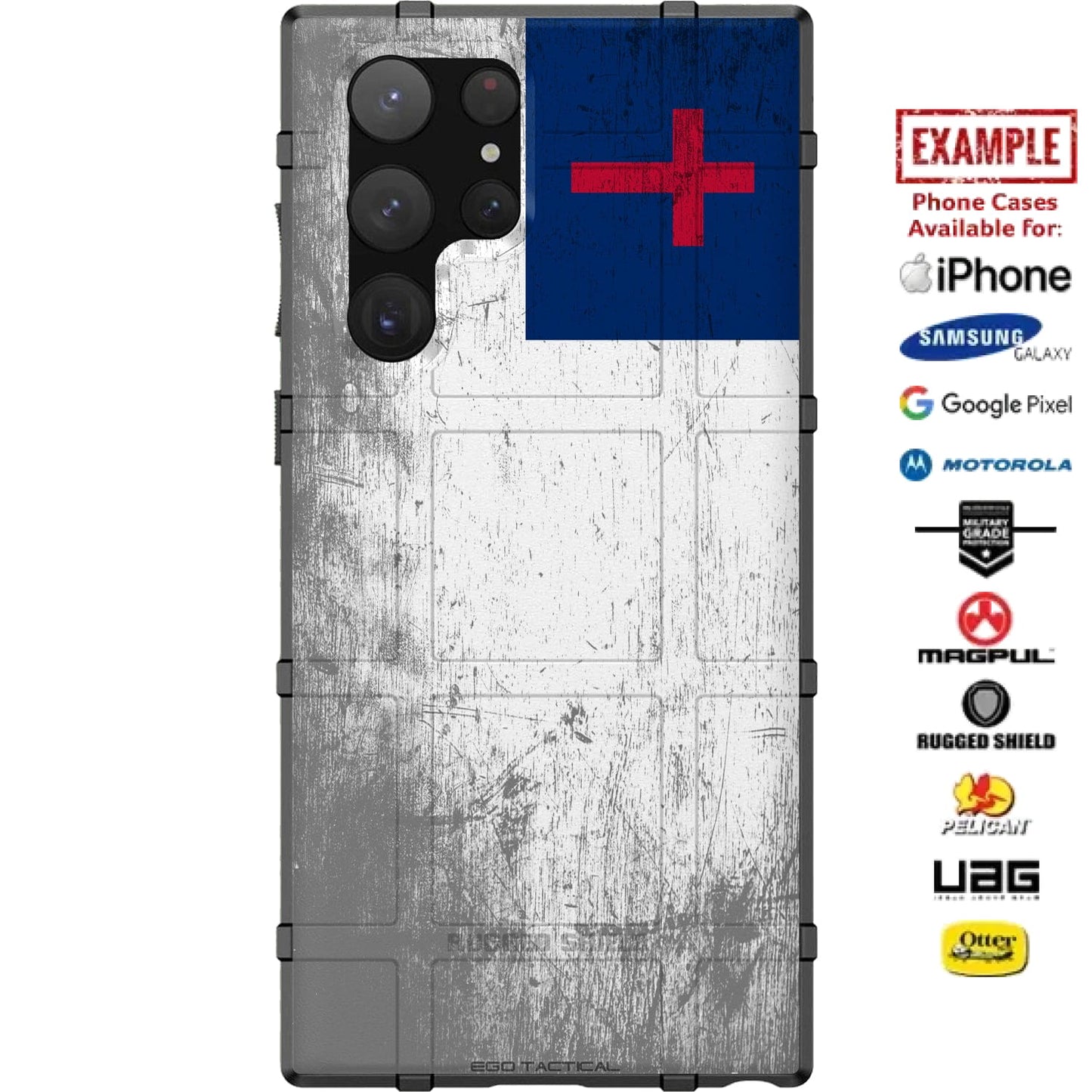 Christian Flag Custom Printed Case Design for Apple, Samsung, Google & Motorola Phone Models