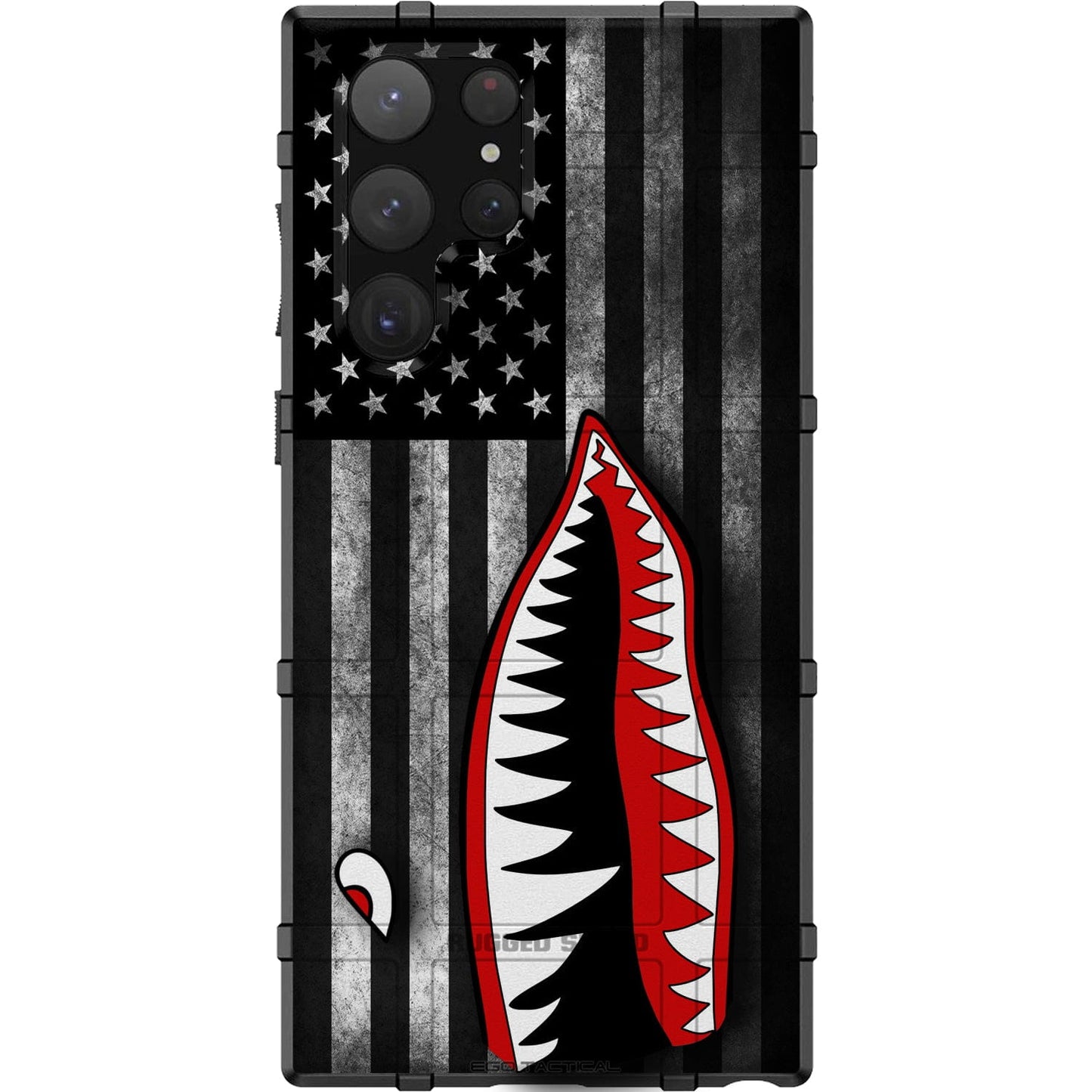 P-40 Warhawk Tiger Shark Teeth on Subdued US Flag Custom Printed Case Design for Apple, Samsung, Google & Motorola Phone Models