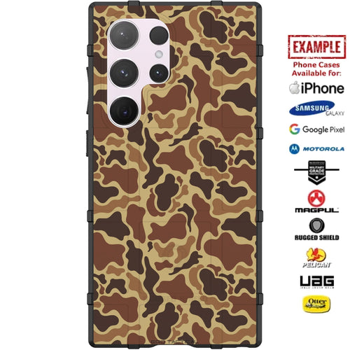 Pebble Camo Duck Brown, Green or Orange Custom Printed Case Design for Apple, Samsung, Google & Motorola Phone Models