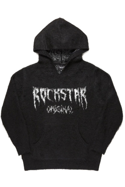 Boys Andros Black Graphic Knit Hoodie