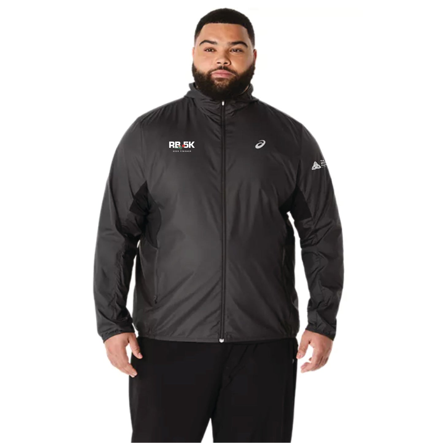 2026 Rose Bowl 5K *FINISHER* - ASICS Men's Silver Jacket Black (2011D235) (RB26-27)
