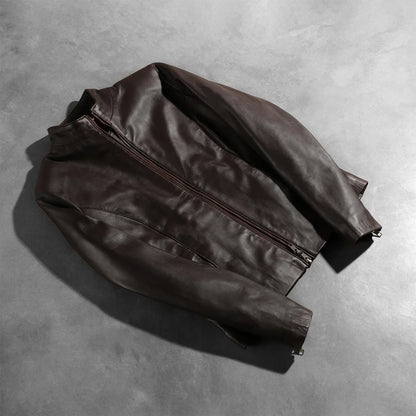 Rumella Maroon Leather Biker Jacket