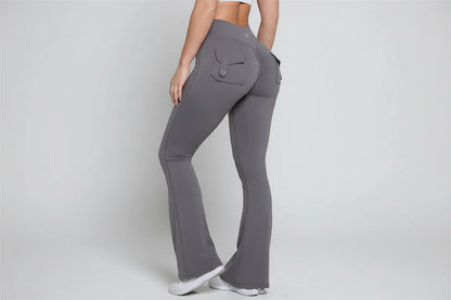 High-Waist Flare Scrunch Leggings (Pockets)