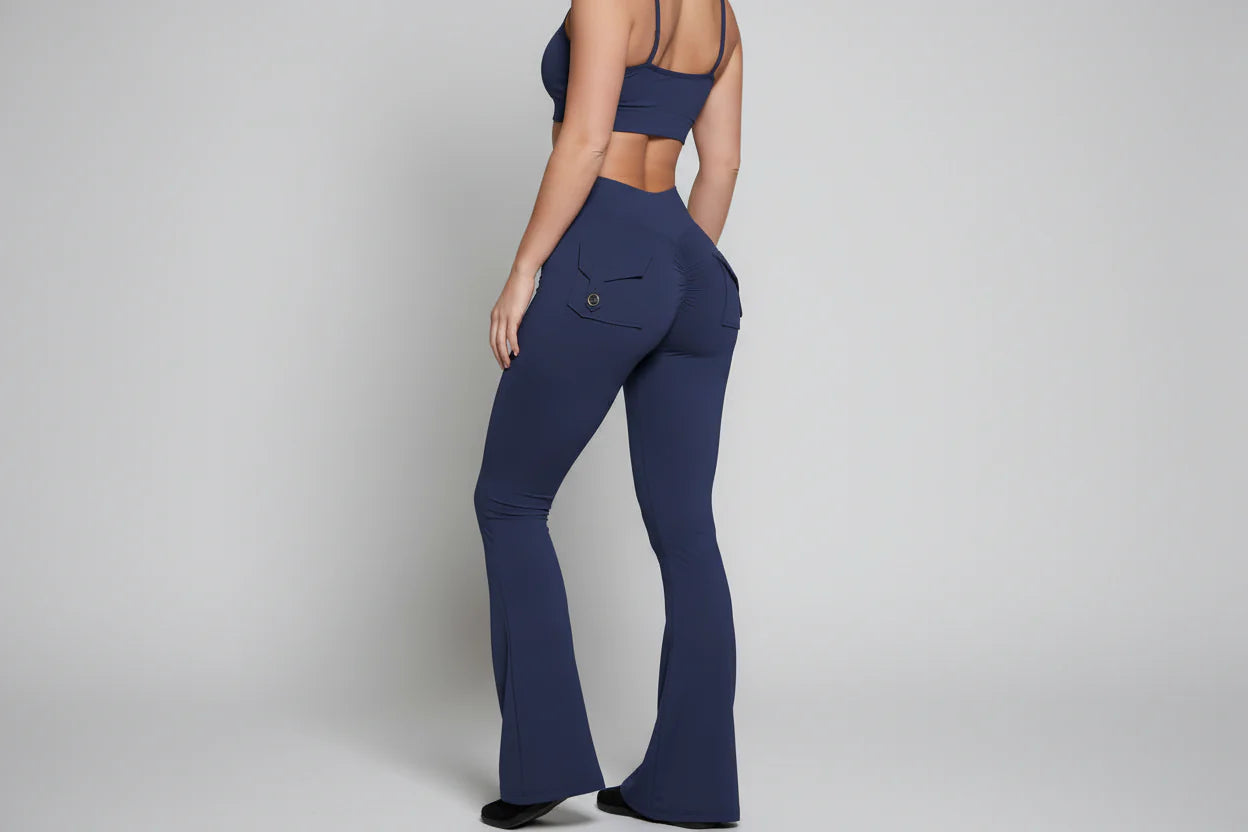 High-Waist Flare Scrunch Leggings (Pockets)