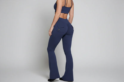 High-Waist Flare Scrunch Leggings (Pockets)