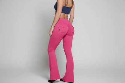High-Waist Flare Scrunch Leggings (Pockets)