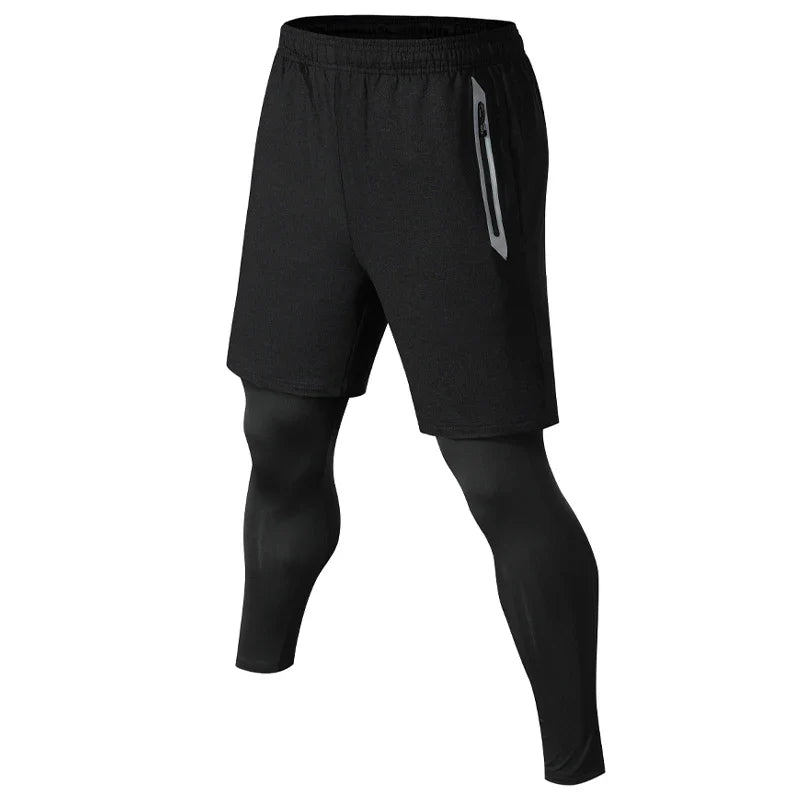 Men Sports Trouser 2 In 1 Compression Baselayer