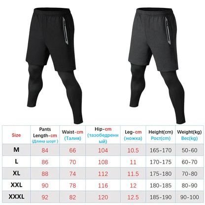 Men Sports Trouser 2 In 1 Compression Baselayer