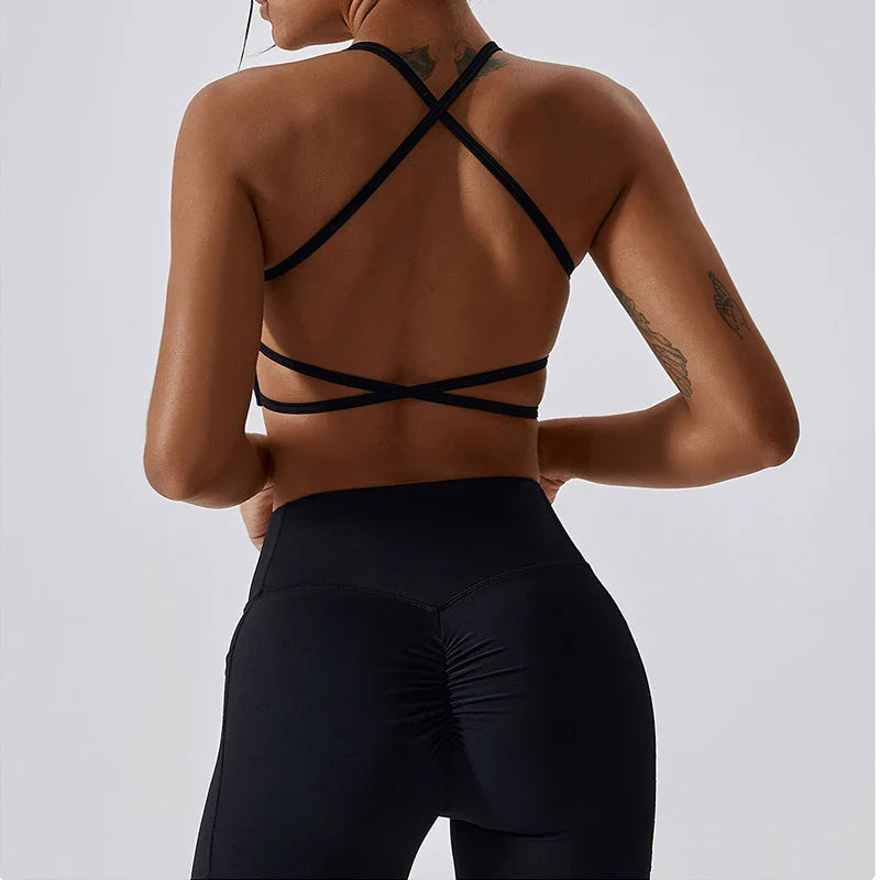 Backless Strappy Workout Sports Bra