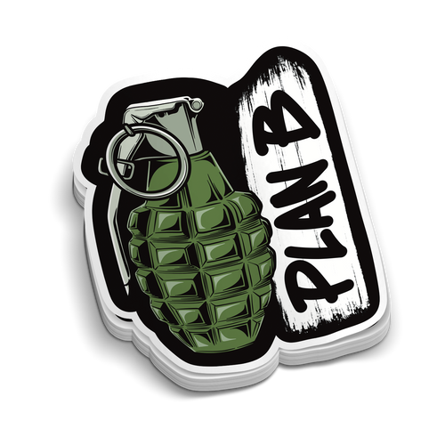 Plan B Grenade | Funny Military Stickers | Perfect for Tumblers