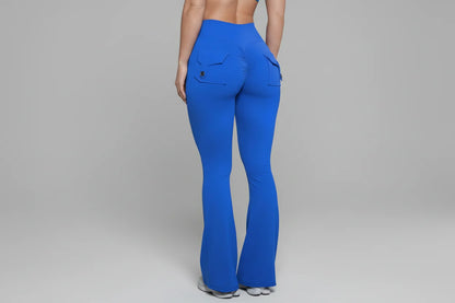 High-Waist Flare Scrunch Leggings (Pockets)