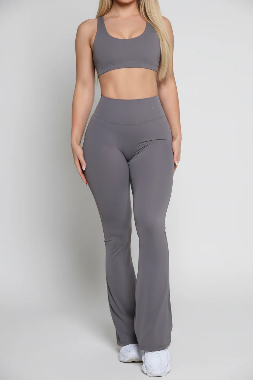 High-Waist Flare Scrunch Leggings (Pockets)