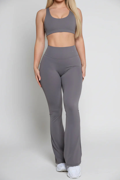 High-Waist Flare Scrunch Leggings (Pockets)