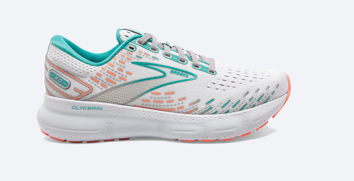 Brooks Womens Glycerin 20 Wide- Oyster/Latigo Bay/Coral (1203691D061)