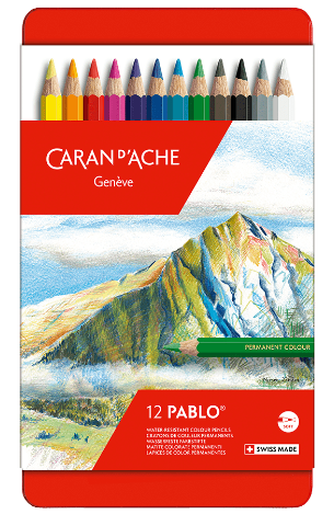 Caran d'Ache Pablo Metal Box 12 Colored Pencil Set