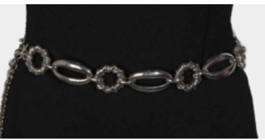 Mixed Metallic Oval Chain Belt - SILVER