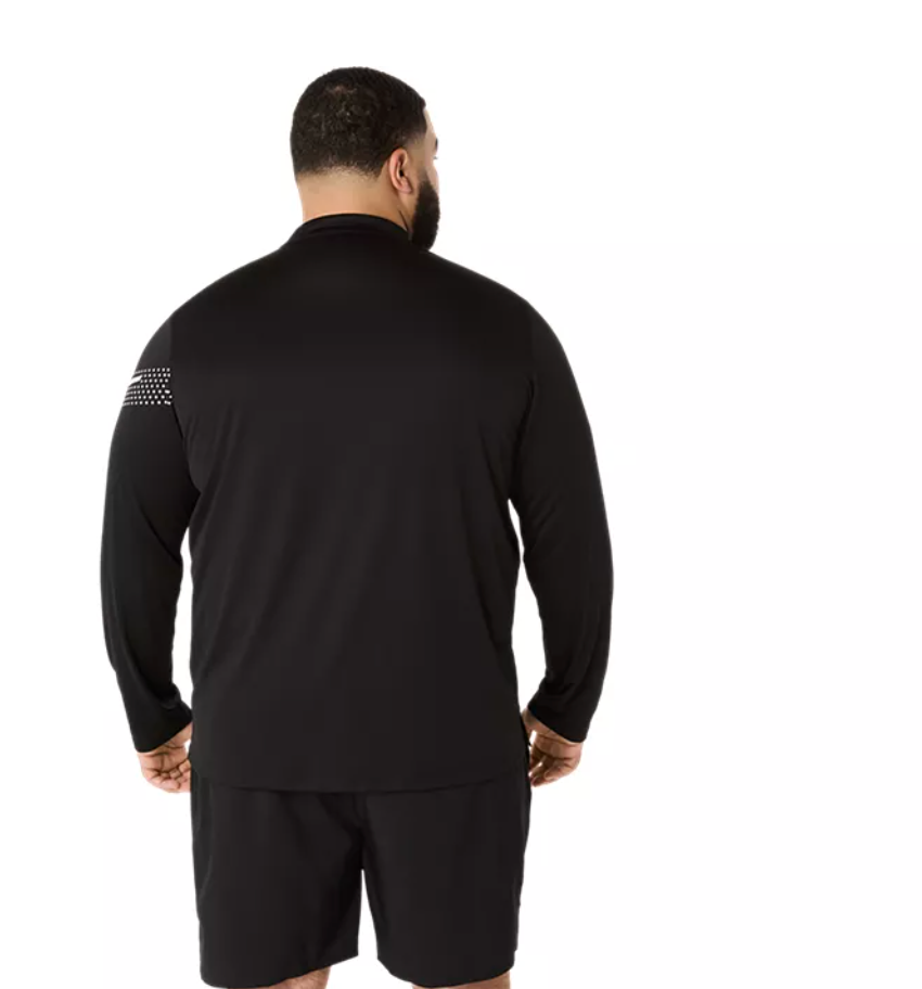 2026 Rose Bowl Half Marathon - ASICS Men's Icon Long Sleeve 1/2 Zip Black (2011D459) (RB26-05)