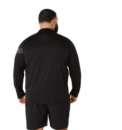 2026 Rose Bowl Half Marathon - ASICS Men's Icon Long Sleeve 1/2 Zip Black (2011D459) (RB26-05)