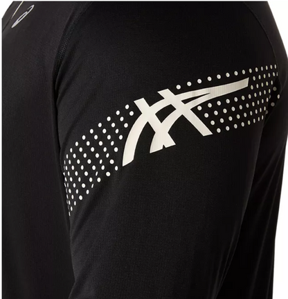 2026 Rose Bowl Half Marathon - ASICS Men's Icon Long Sleeve 1/2 Zip Black (2011D459) (RB26-05)