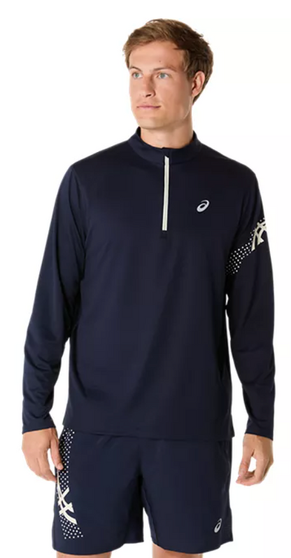 ASICS Men's Icon Long Sleeve 1/2 Zip Midnight (2011D241)