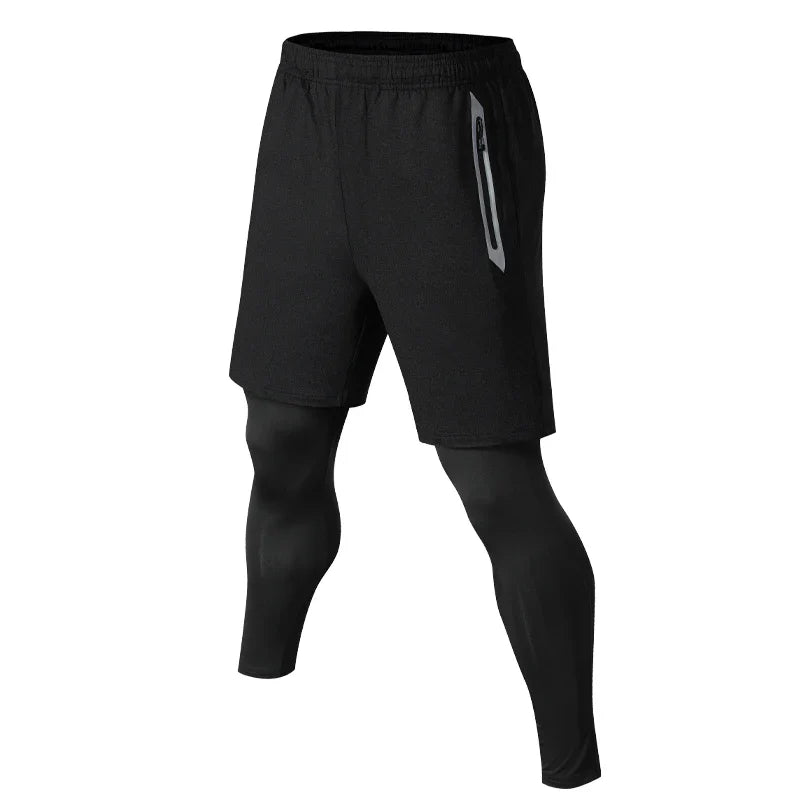 Men Sports Trouser 2 In 1 Compression Baselayer