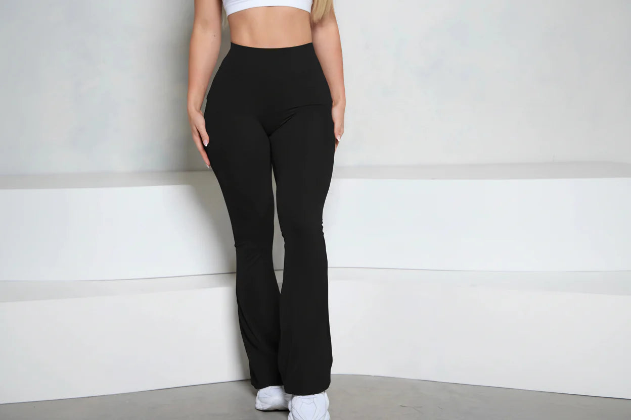 High-Waist Flare Scrunch Leggings (Pockets)