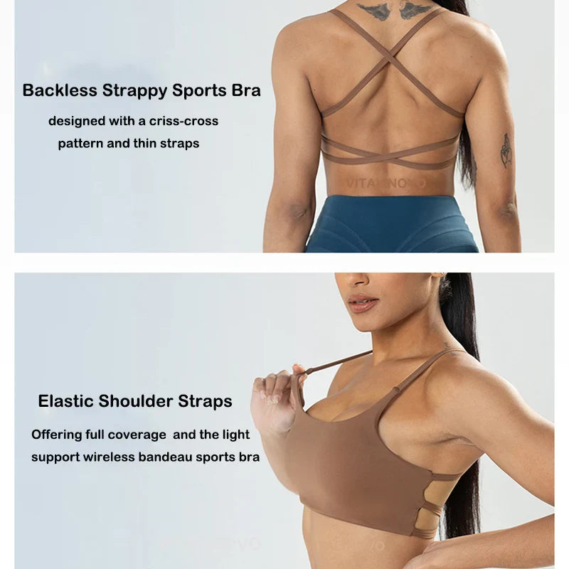 Backless Strappy Workout Sports Bra