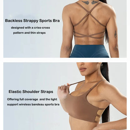 Backless Strappy Workout Sports Bra