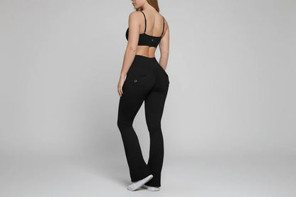 High-Waist Flare Scrunch Leggings (Pockets)