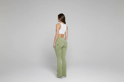 High-Waist Flare Scrunch Leggings (Pockets)