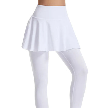 High-Waisted Tennis Skirted Leggings with Pocket - Women’s Active Skort