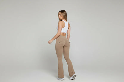 High-Waist Flare Scrunch Leggings (Pockets)