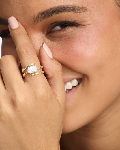 She's on Point Lasso Ring - Gold|White Diamondettes