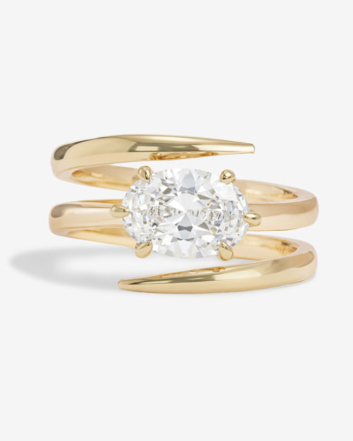 She's on Point Lasso Ring - Gold|White Diamondettes