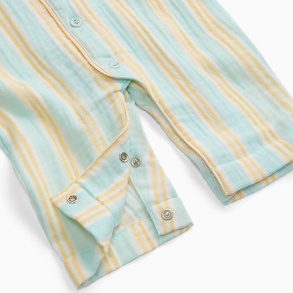 Blue Striped Button Up Romper