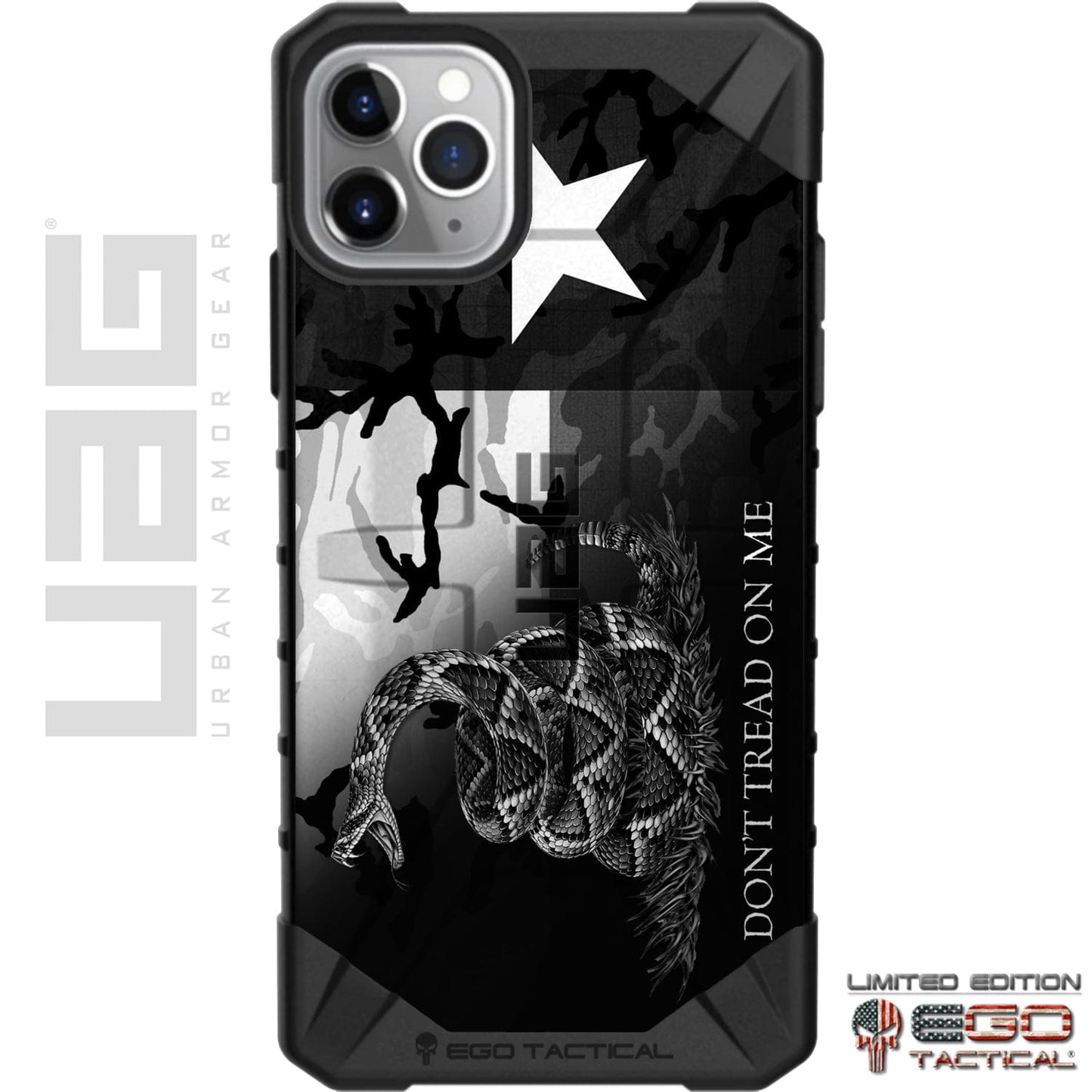 Camouflage Texas State Flag - Don't Tread on Me Subdued Custom Printed Case Design for Apple, Samsung, Google & Motorola Phone Models