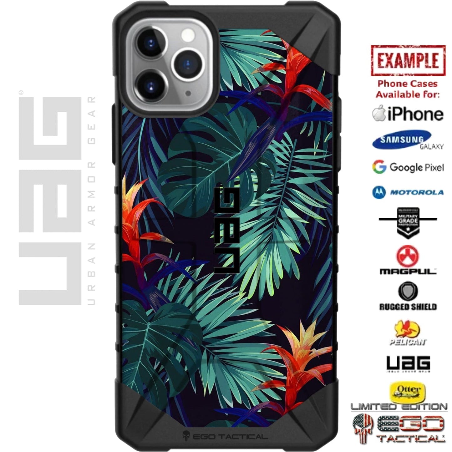 Blue Hawaiian Style Tropical Print Custom Printed Case Design for Apple, Samsung, Google & Motorola Phone Models