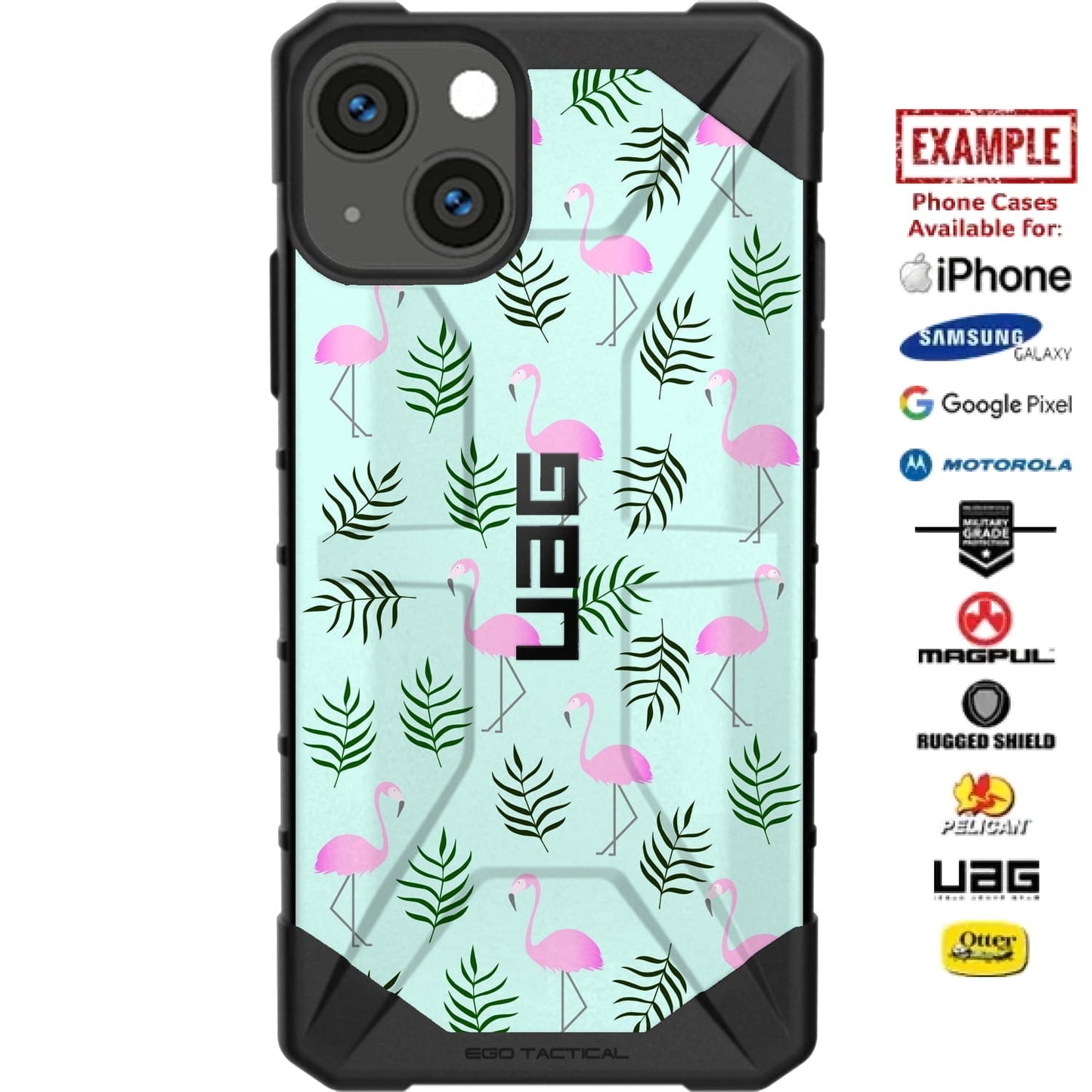 Pink Flamingos Print Custom Printed Case Design for Apple, Samsung, Google & Motorola Phone Models
