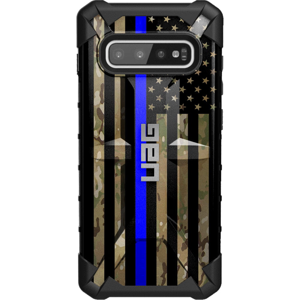 Multicam OCP/Scorpion Camouflage, Subdued US American Flag Thin Blue Line Police Custom Printed Case Design for Apple, Samsung, Google & Motorola Phone Models